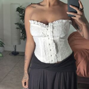 White Eyelet Strapless Top